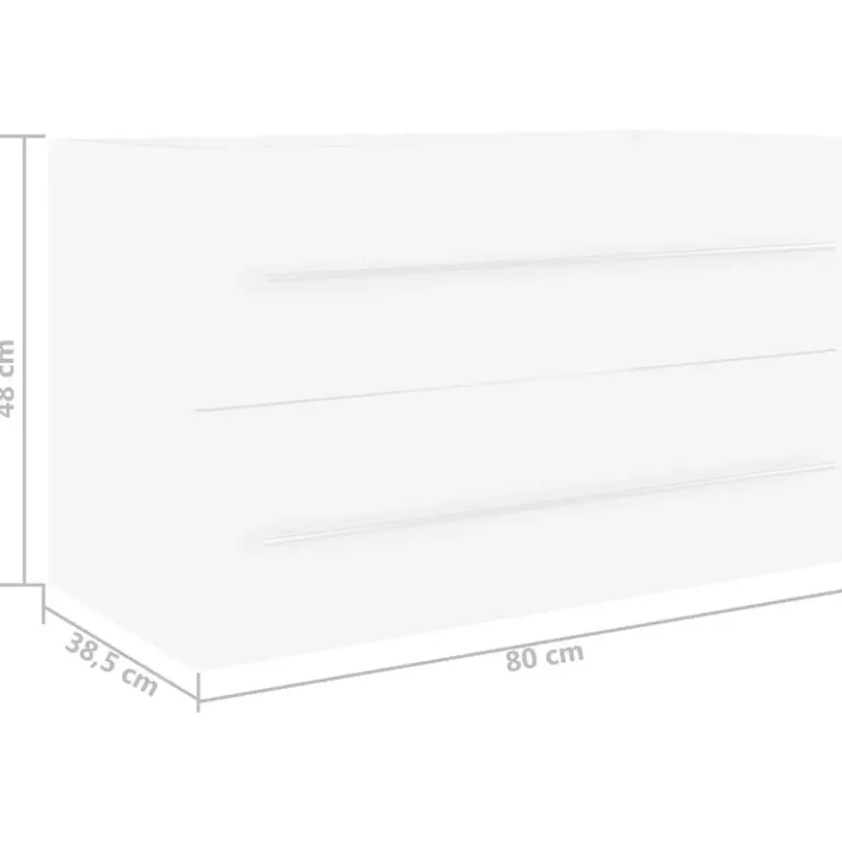 vidaXL - Wastafelkast - Wit - Bewerkt hout - 80 x 38.5 x 48 cm