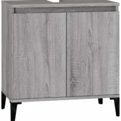 vidaXL - Wastafelkast 58x33x60 cm bewerkt hout grijs sonoma eikenkleurig