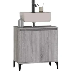 vidaXL - Wastafelkast 58x33x60 cm bewerkt hout grijs sonoma eikenkleurig