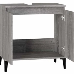 vidaXL - Wastafelkast 58x33x60 cm bewerkt hout grijs sonoma eikenkleurig