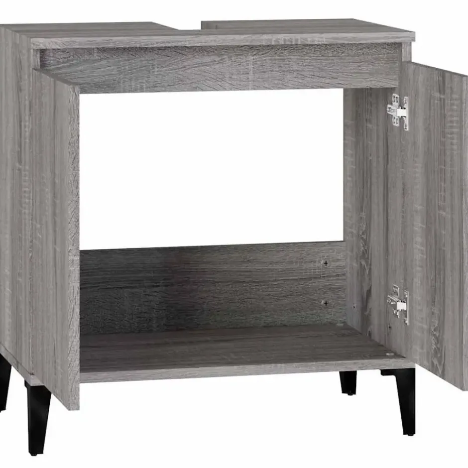 vidaXL - Wastafelkast 58x33x60 cm bewerkt hout grijs sonoma eikenkleurig