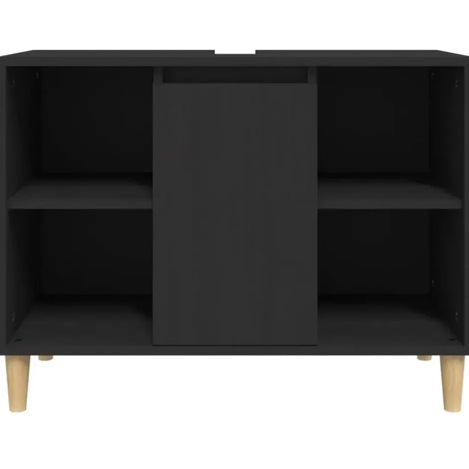 vidaXL - Wastafelkast 80x33x60 cm bewerkt hout zwart