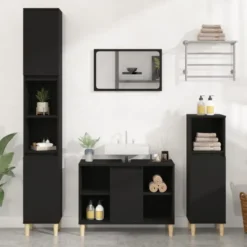 vidaXL - Wastafelkast 80x33x60 cm bewerkt hout zwart