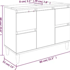 vidaXL - Wastafelkast 80x33x60 cm bewerkt hout wit