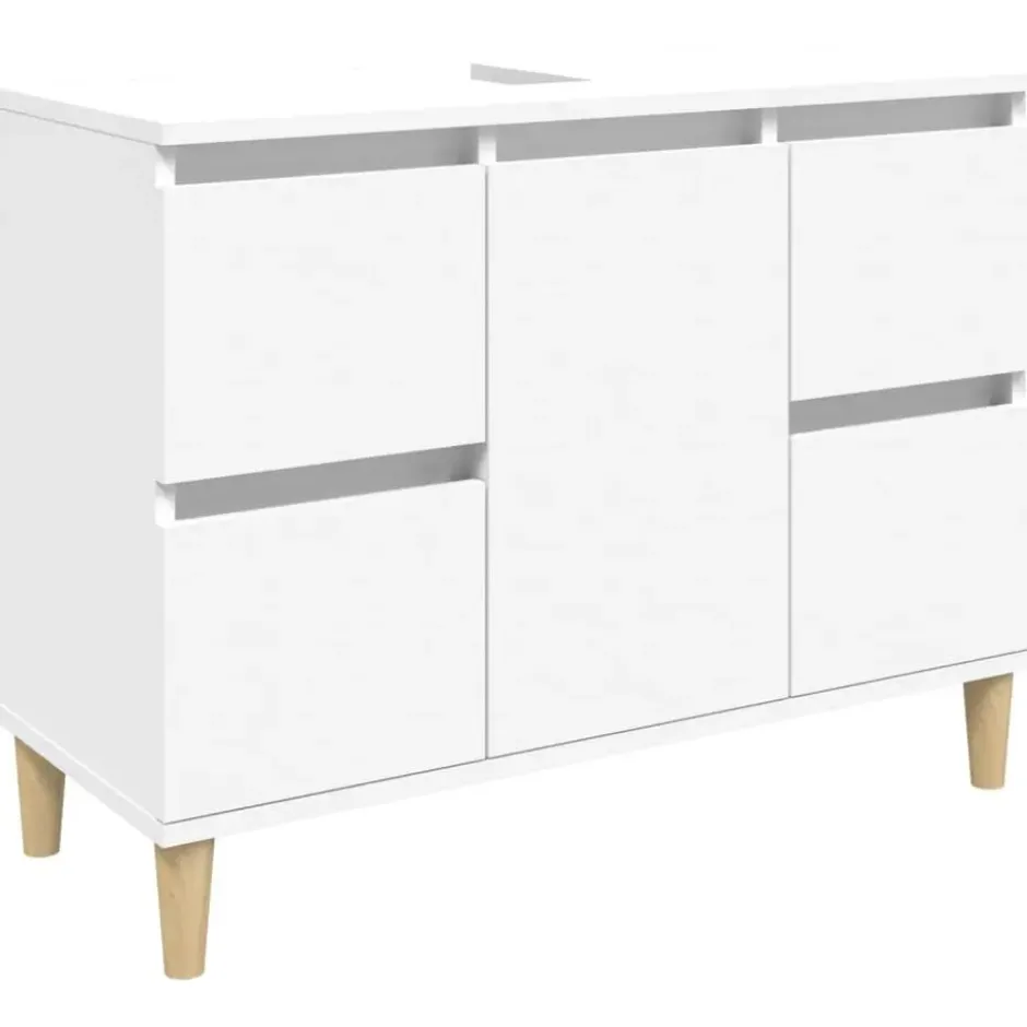 vidaXL - Wastafelkast 80x33x60 cm bewerkt hout wit