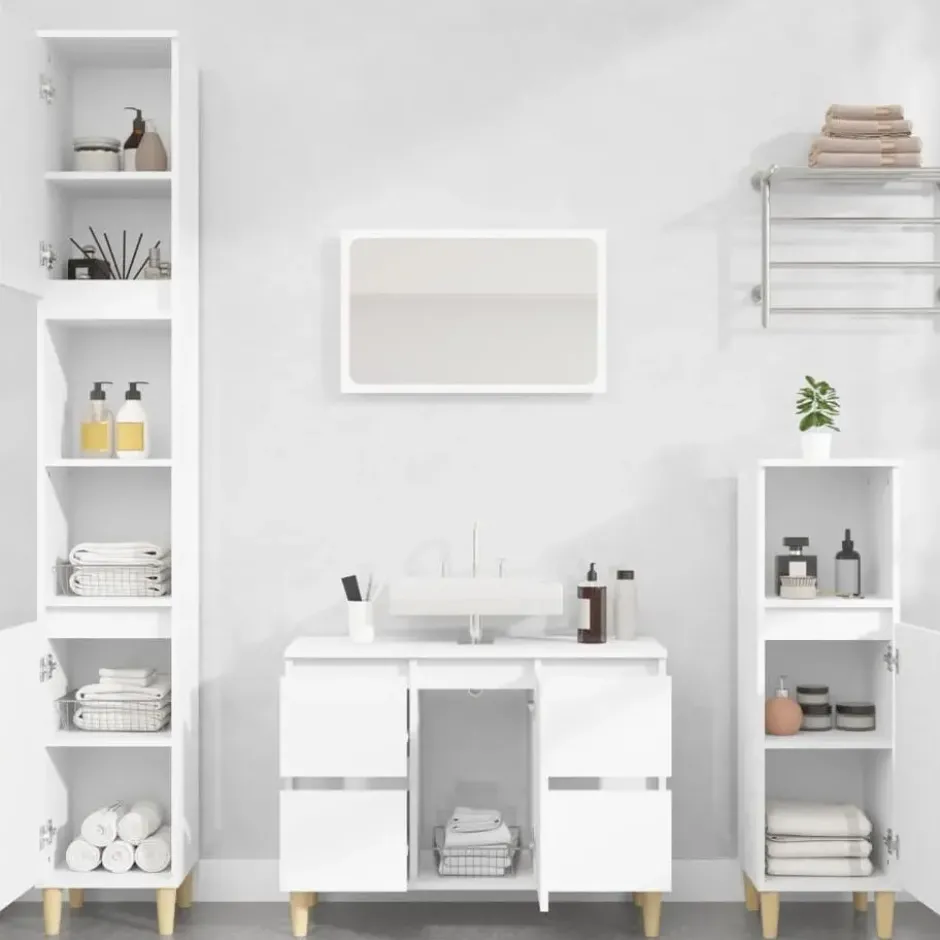 vidaXL - Wastafelkast 80x33x60 cm bewerkt hout wit