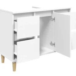 vidaXL - Wastafelkast 80x33x60 cm bewerkt hout wit