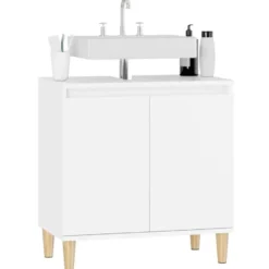 vidaXL - Wastafelkast 58x33x60 cm bewerkt hout wit