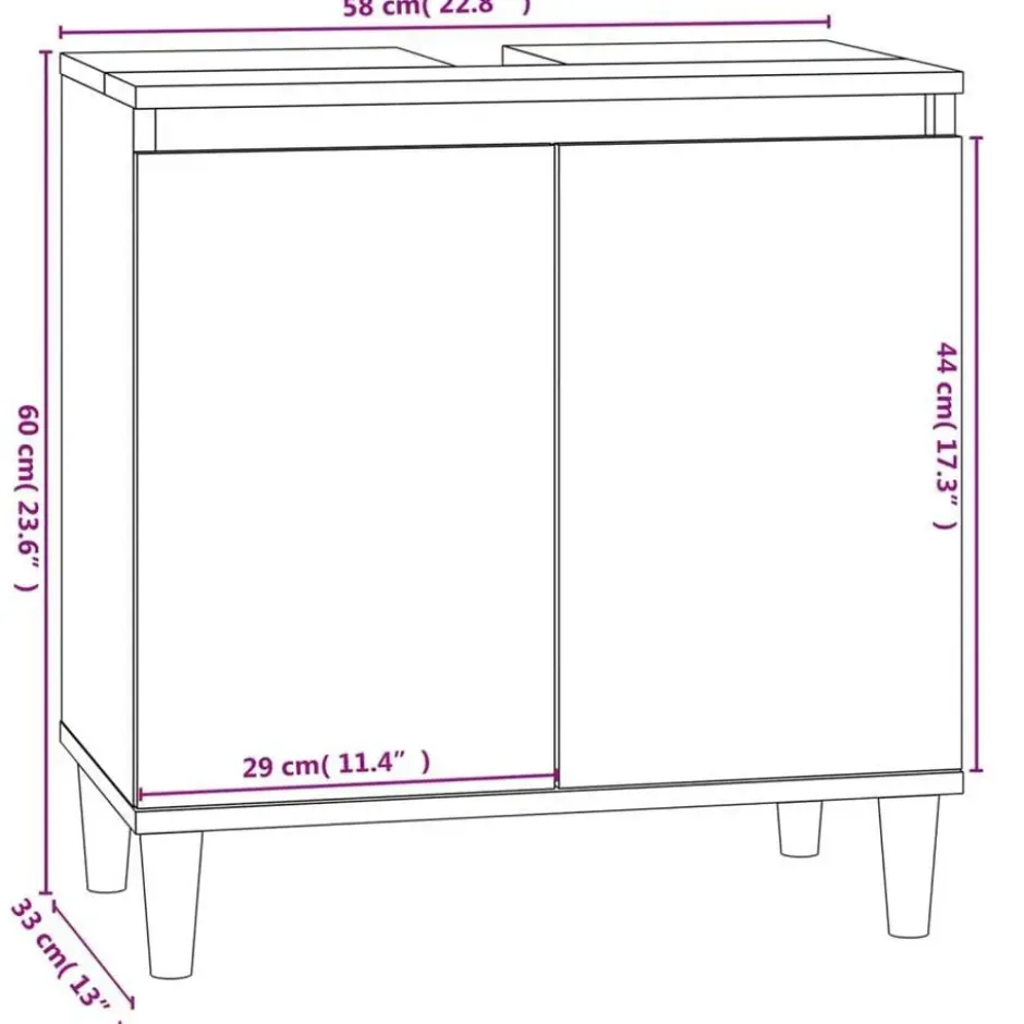 vidaXL - Wastafelkast 58x33x60 cm bewerkt hout wit