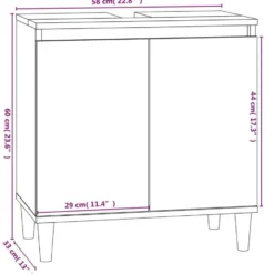 vidaXL - Wastafelkast 58x33x60 cm bewerkt hout gerookt eikenkleurig