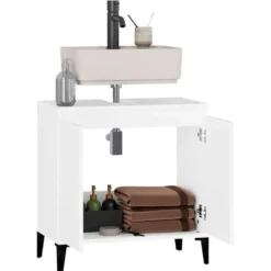 vidaXL - Wastafelkast 58x33x60 cm bewerkt hout wit