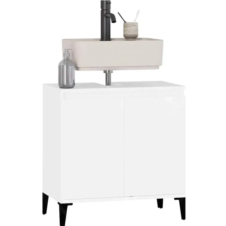 vidaXL - Wastafelkast 58x33x60 cm bewerkt hout wit