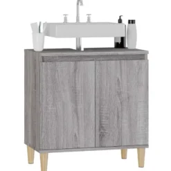 vidaXL - Wastafelkast 58x33x60 cm grijs sonoma eikenkleurig bewerkt hout
