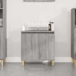 vidaXL - Wastafelkast 58x33x60 cm grijs sonoma eikenkleurig bewerkt hout