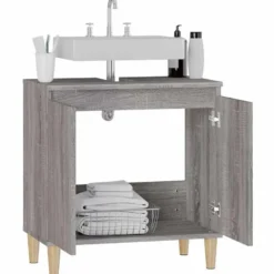 vidaXL - Wastafelkast 58x33x60 cm grijs sonoma eikenkleurig bewerkt hout