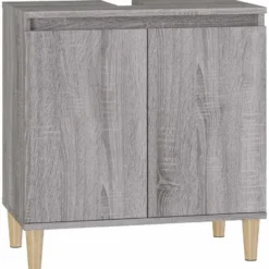 vidaXL - Wastafelkast 58x33x60 cm grijs sonoma eikenkleurig bewerkt hout