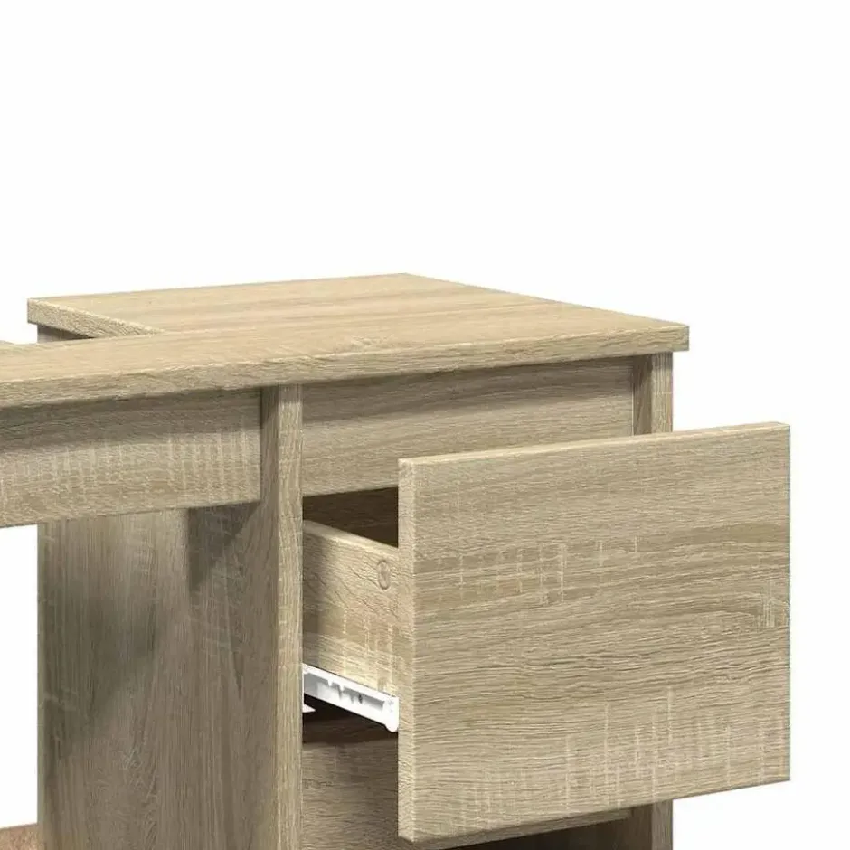 vidaXL - Wastafelonderkast - 1 deur 2 lades - Sonoma eiken - Hout - 65x33x60 cm