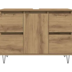 vidaXL - Wastafelonderkast - 1 deur 4 lades - Bewerkt hout - 80x33x60 cm