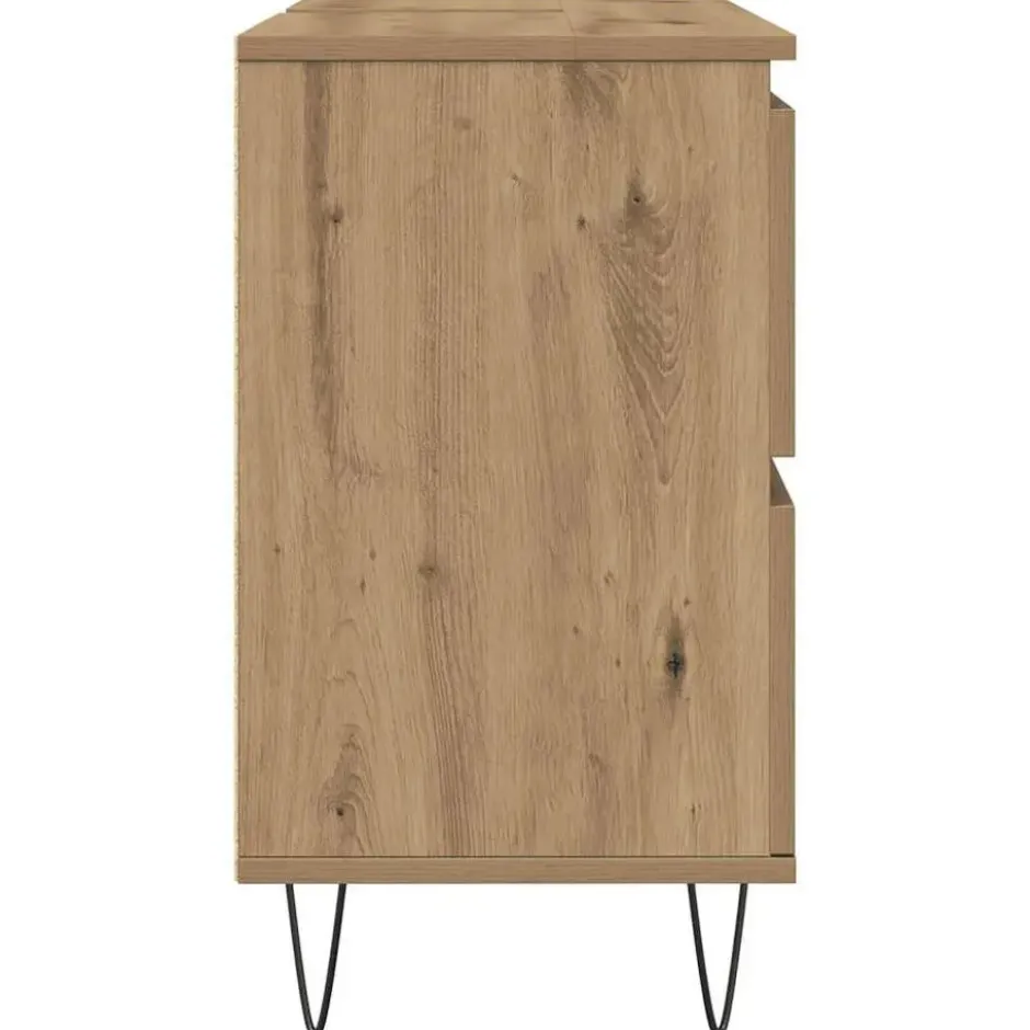 vidaXL - Wastafelonderkast - 1 deur 4 lades - Bewerkt hout - 80x33x60 cm