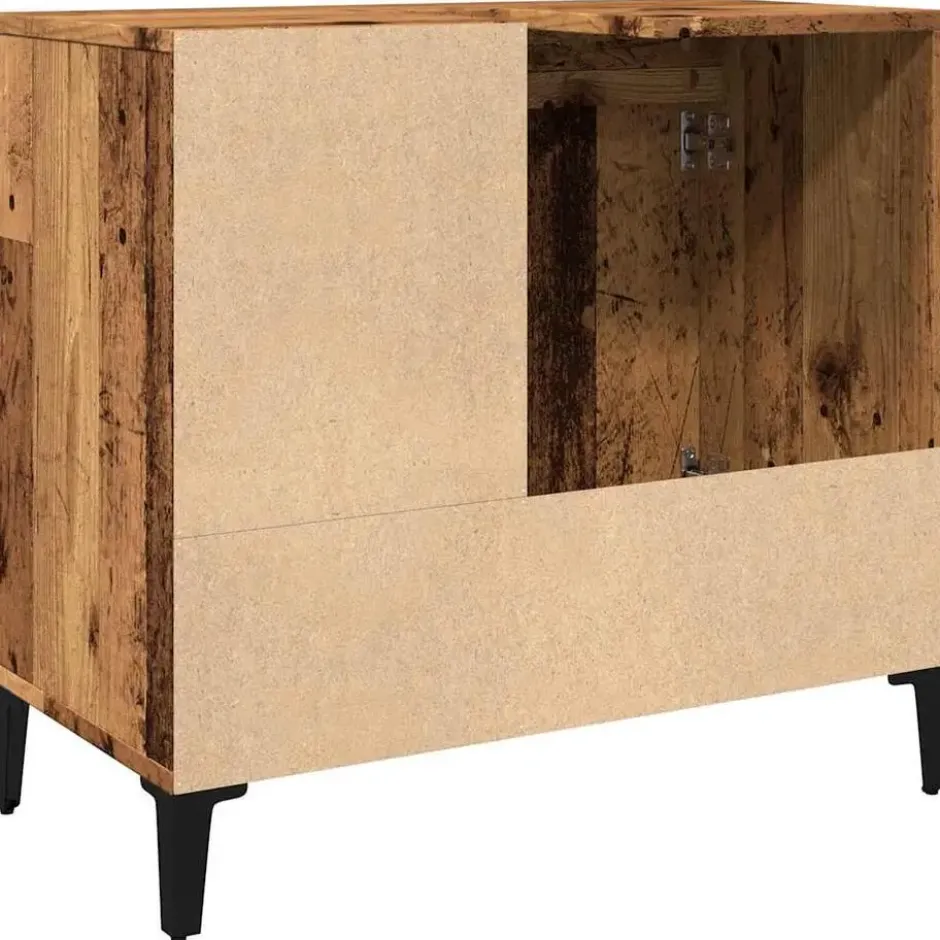vidaXL - Wastafelonderkast - 1 deur 2 lades - Oud hout - Hout - 65x33x60 cm