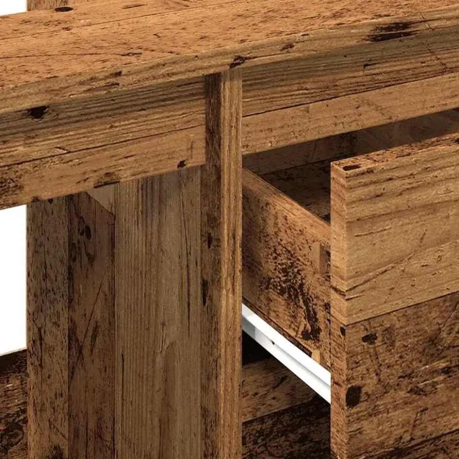 vidaXL - Wastafelonderkast - 1 deur 2 lades - Oud hout - Hout - 65x33x60 cm