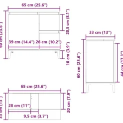 vidaXL - Wastafelonderkast met 1 deur 2 lades - Zwart eiken - Hout - 65x33x60 cm