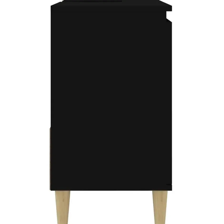 vidaXL - Wastafelonderkast met 1 deur 2 lades - Zwart - Hout - 65x33x60 cm