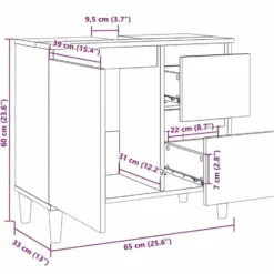 vidaXL - Wastafelonderkast met 1 deur 2 lades - Zwart - Hout - 65x33x60 cm