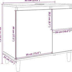 vidaXL - Wastafelonderkast met 1 deur 2 lades - Zwart - Hout - 65x33x60 cm