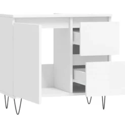 vidaXL - Wastafelonderkast met 2 lades - Wit - Hout en ijzer - 65x33x60 cm