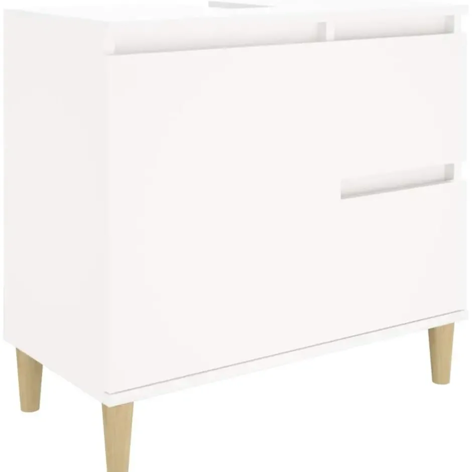 vidaXL - Wastafelonderkast met 1 deur 2 lades - Wit - Hout - 65x33x60 cm