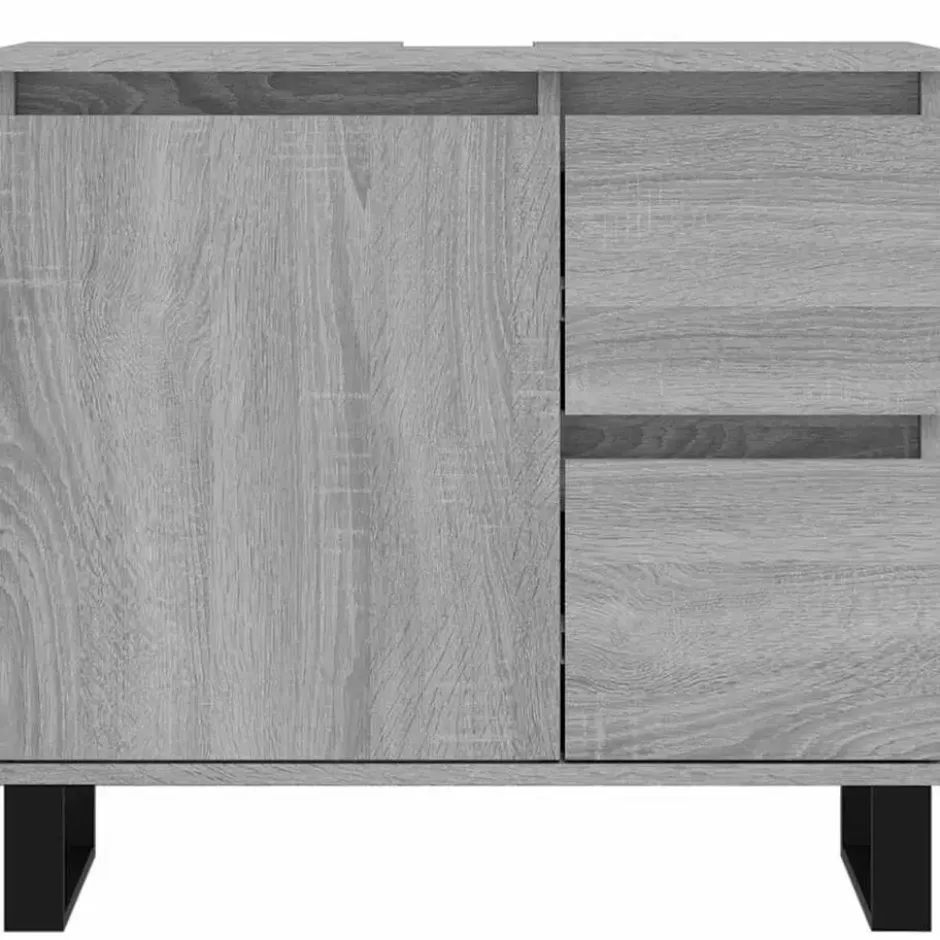vidaXL - Wastafelonderkast met 2 lades - Grijs sonoma eiken - Hout - 65 cm