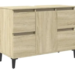vidaXL - Wastafelonderkast met 1 deur 4 lades - Sonoma eiken - 80x33x60 cm