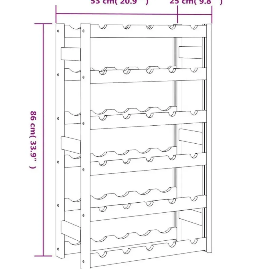 vidaXL - Wijnrek - Zwart - Grenenhout