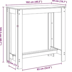 vidaXL - Wit Bartafel - Bewerkt hout - 102x50x103.5 cm