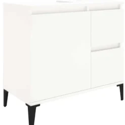 vidaXL - Wit Wastafelonderkast - 1 deur 2 lades - Hout en metaal - 65x33x60 cm