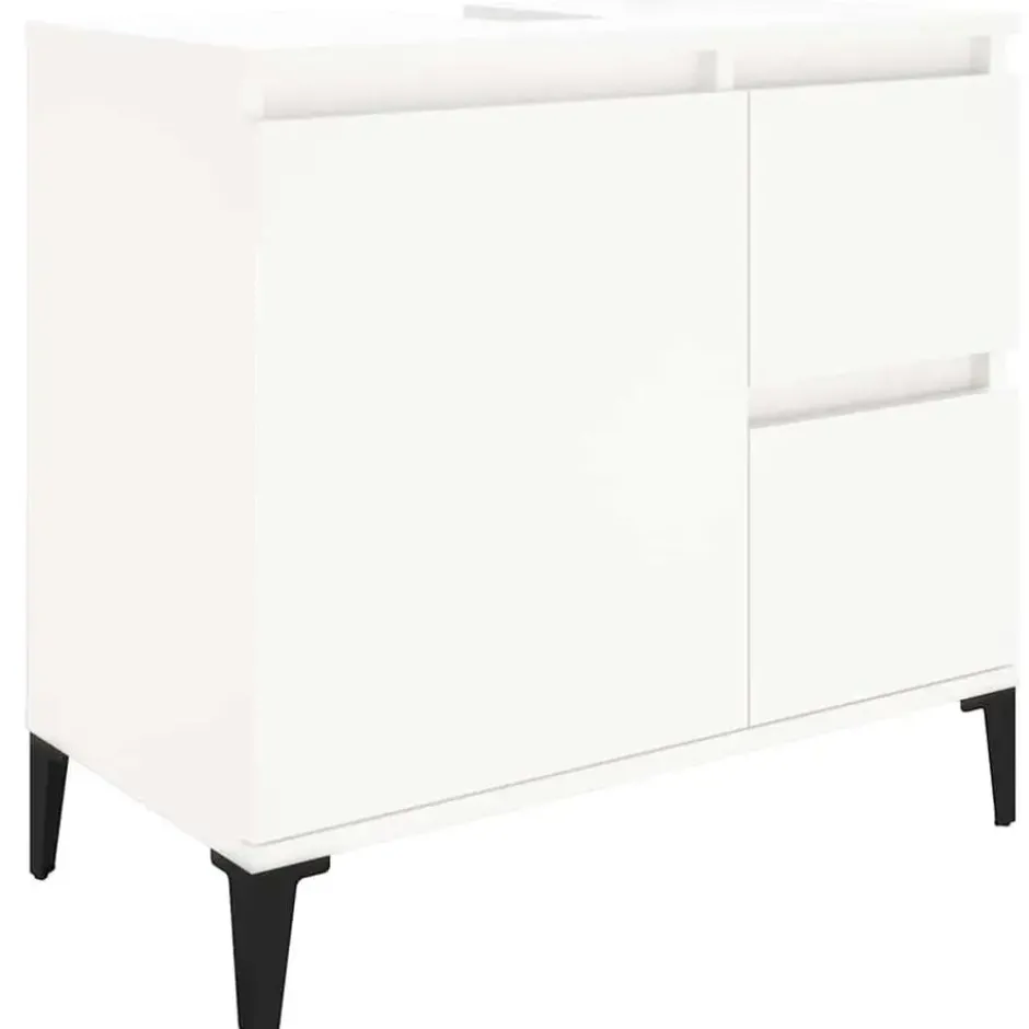 vidaXL - Wit Wastafelonderkast - 1 deur 2 lades - Hout en metaal - 65x33x60 cm