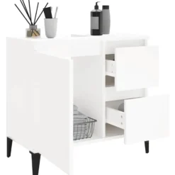 vidaXL - Wit Wastafelonderkast - 1 deur 2 lades - Hout en metaal - 65x33x60 cm