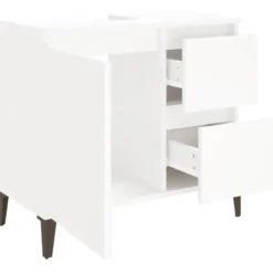 vidaXL - Wit Wastafelonderkast - 1 deur 2 lades - Hout en metaal - 65x33x60 cm