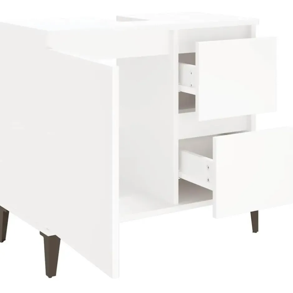 vidaXL - Wit Wastafelonderkast - 1 deur 2 lades - Hout en metaal - 65x33x60 cm