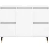 vidaXL - Wit Wastafelonderkast - 1 deur 4 lades - Bewerkt hout - 80x33x60 cm
