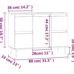 vidaXL - Wit Wastafelonderkast - 1 deur 4 lades - Bewerkt hout - 80x33x60 cm
