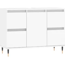 vidaXL - Wit Wastafelonderkast - 1 deur 4 lades - Bewerkt hout - 80x33x60 cm
