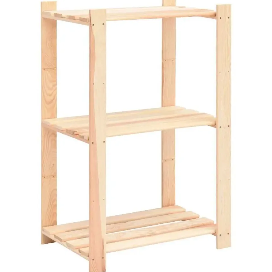 vidaXL - 2x Grenenhouten Opbergrek 3-Laags 150 kg Opslagrek Rek Opbergkast Kast