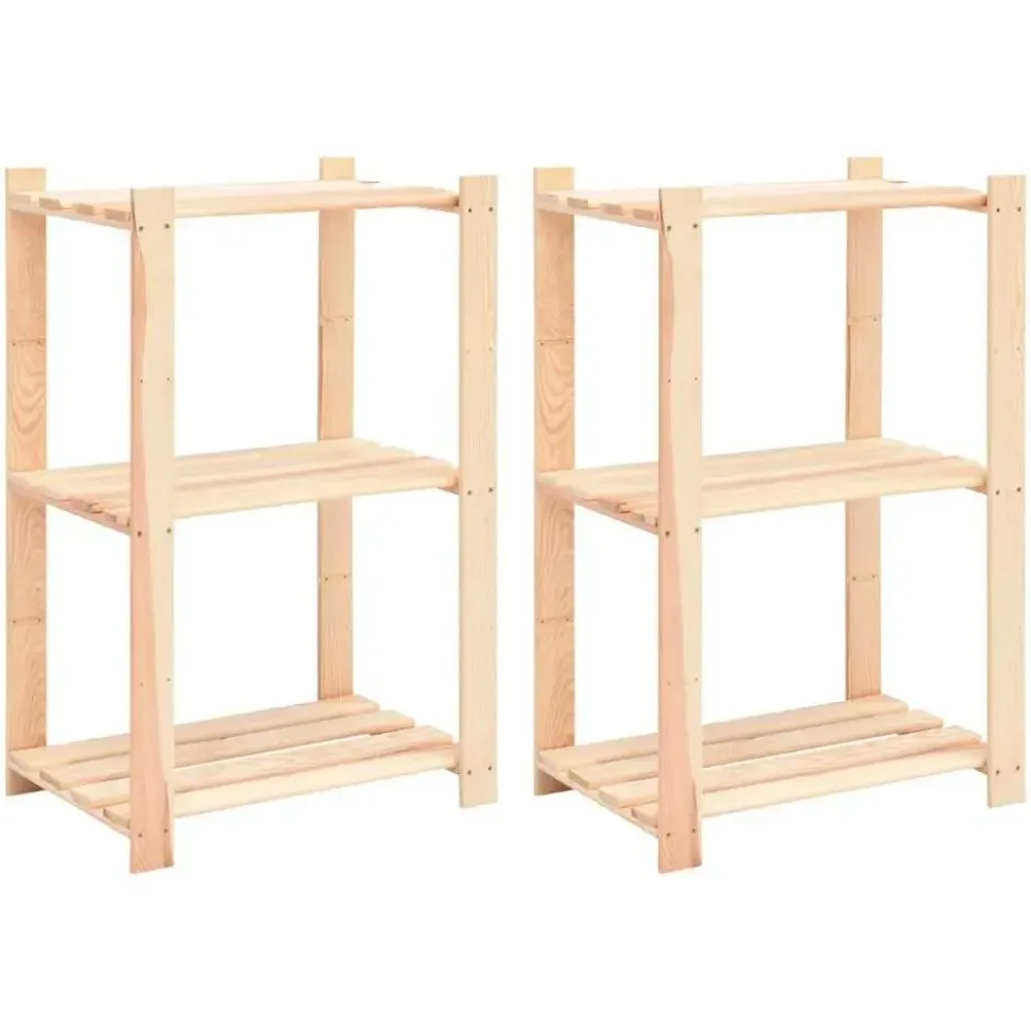 vidaXL - 2x Grenenhouten Opbergrek 3-Laags 150 kg Opslagrek Rek Opbergkast Kast