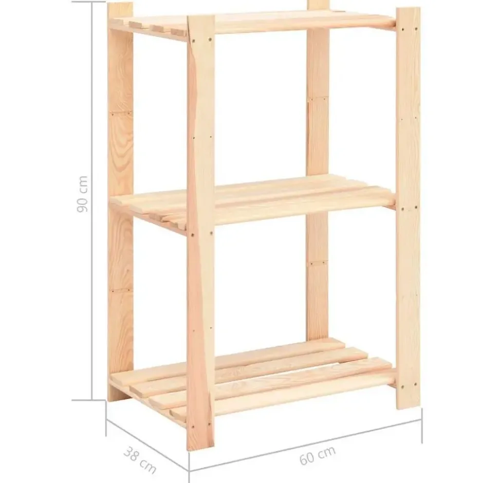 vidaXL - 2x Grenenhouten Opbergrek 3-Laags 150 kg Opslagrek Rek Opbergkast Kast