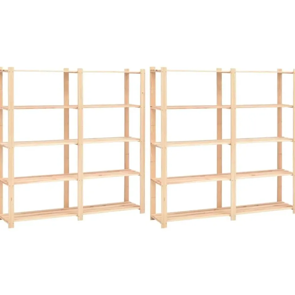 vidaXL - 2x Grenenhouten Opbergrek 5-Laags 500 kg Opslagrek Rek Opbergkast Kast