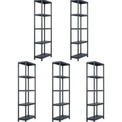vidaXL - 5x Opbergrek 125 kg Kunststof Zwart Opbergschap Stellingkast Rek Kast