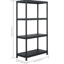 vidaXL - 5x Opbergrek Kunststof Zwart Opbergrekken Opbergschap Rek Stellingkast