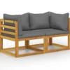 vidaXL - 2-zits Tuinbank met donkergrijze kussens - Acaciahout - 70x70x60 cm